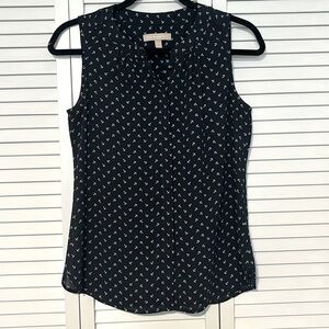 Banana Republic Navy Shell Blouse with Anchors